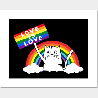 LGBT Cat Love Is Love Purride Gay Pride Cat Posters and Art